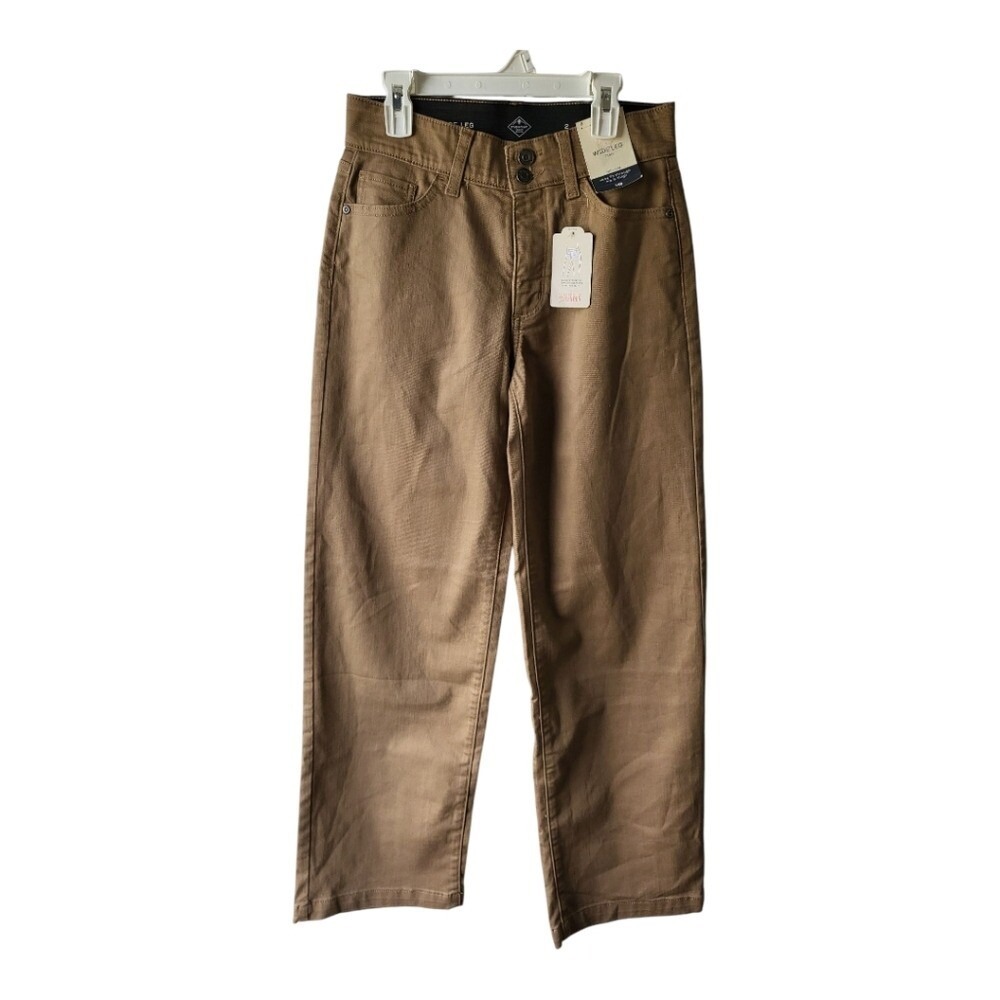 St Johns Bay Women's Wide Leg‎ High Rise Denim Dark Tan Jeans Size 2 New